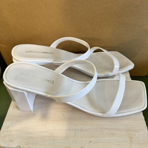 Jeffrey Campbell Women's Jamm-3 Jelly Slide Block Heel Sandals Size 9 White - Picture 2 of 4